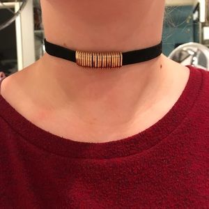 Black Velvet and Gold Choker Set